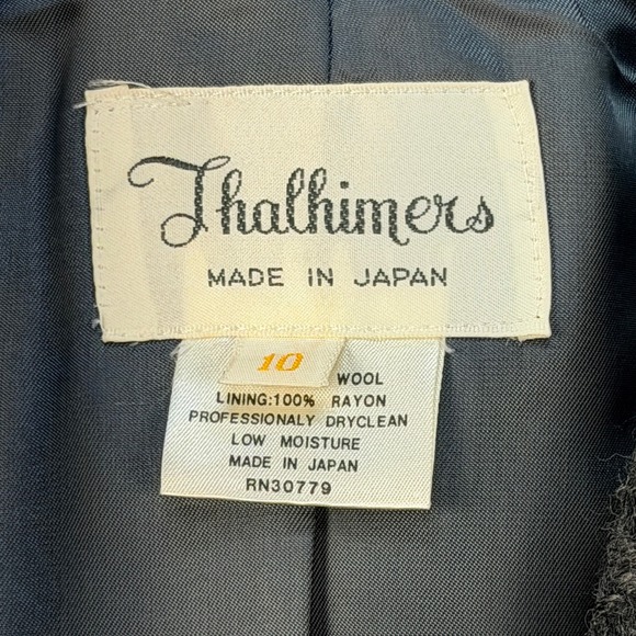 VTG Thalhimers Wool Herringbone Gray Blazer Made in Japan SIze 10 - Picture 8 of 14